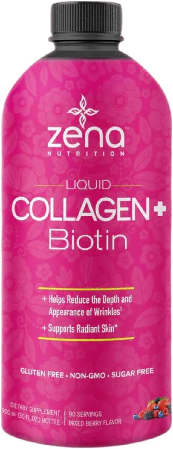 Zena Nutrition Colágeno Líquido Premium con Biotina – 887 ml (30 oz)