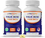 Ácido Fólico 1000 mcg (1 mg) - 240 Comprimidos Vegetarianos - Vitamatic