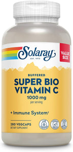 SOLARAY Super Bio Vitamin C 1000 mg with Bioflavonoids, Sustained Release, Vegan - 250 Capsules