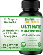 SHIFAA NUTRITION Multivitamínico Halal para Mujeres y Hombres – Apoyo Integral para el Corazón, Cerebro, Ojos y Sistema Inmunitario – Sin Gluten, Lácteos ni Huevo (45 Días)
