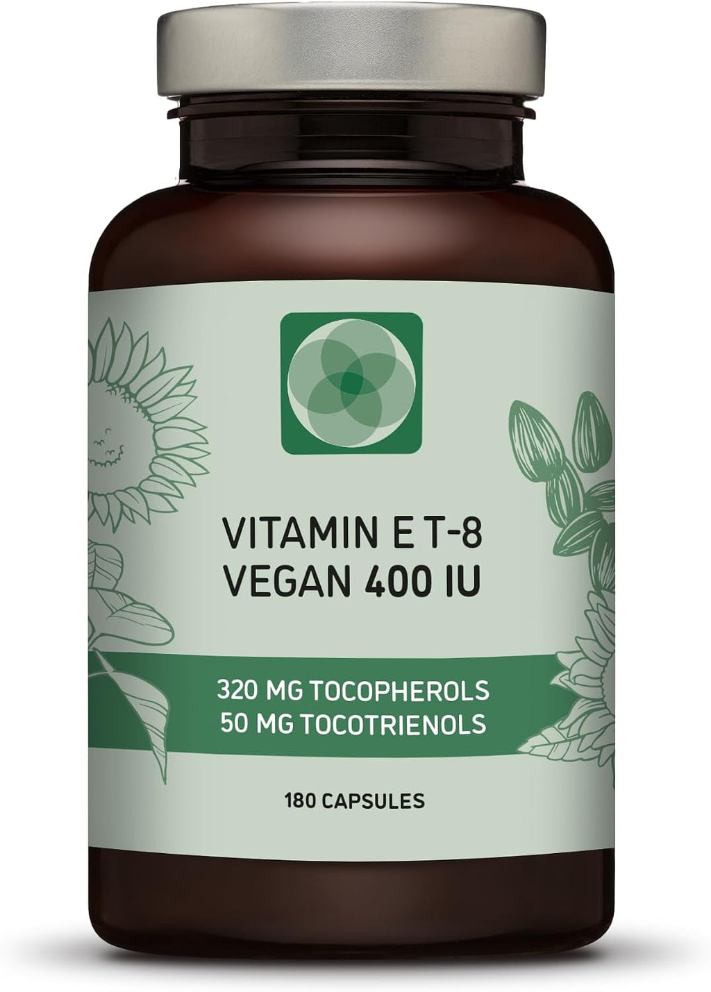 Procapsin Vitamina E Completa - 400 UI - 180 Cápsulas - Todos los 8 Tocoferoles y Tocotrienoles - Vegano