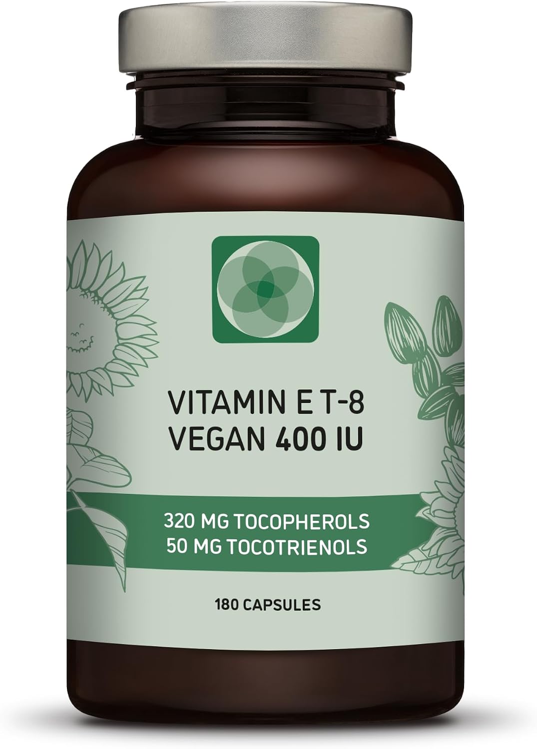 Procapsin Vitamina E Completa - 400 UI - 180 Cápsulas - Todos los 8 Tocoferoles y Tocotrienoles - Vegano