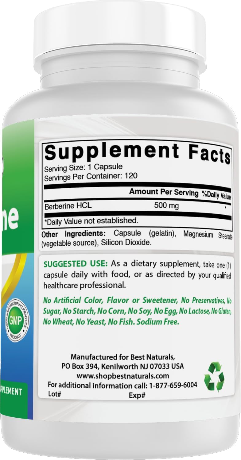 Best Naturals Berberina 500 mg, 120 Cápsulas