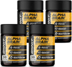 ONNIT Alpha Brain Cápsulas Nootrópicas para Hombres y Mujeres, IGEN Non-GMO Tested, Memoria, Concentración y Claridad Mental, con L-Teanina y Vitamina B6, 30 Cápsulas por Envase, Paquete de 4 (120 Cápsulas)