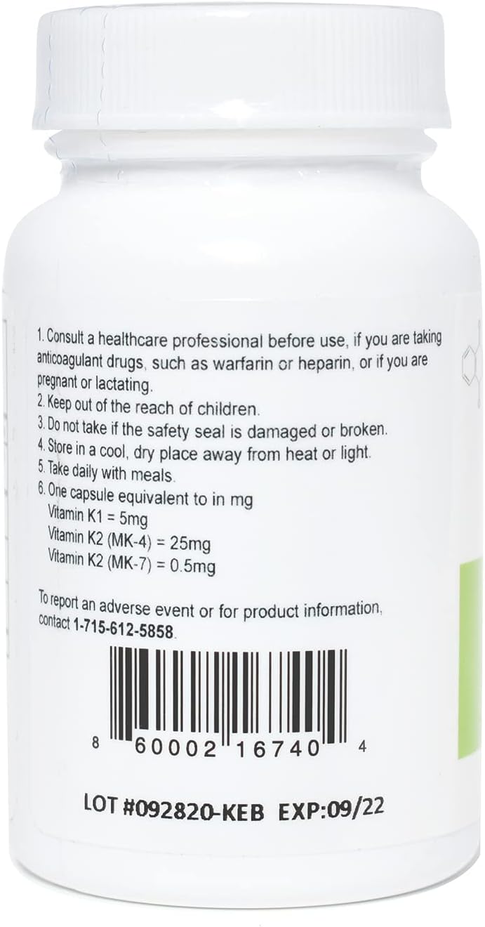 Koncentrated K - 30.5 mg de Vitaminas K y 2 mg de Astaxantina, 60 Cápsulas