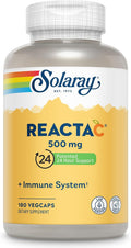 Solaray Reacta-C Vitamin C 500mg - 180 Vegan Capsules - Immune & Antioxidant Support