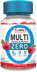 YUM-V'S Multivitamin Zero Gummies - Gomitas Multivitamínicas Sin Azúcar con Sabor a Frambuesa Natural, 60 Gomitas