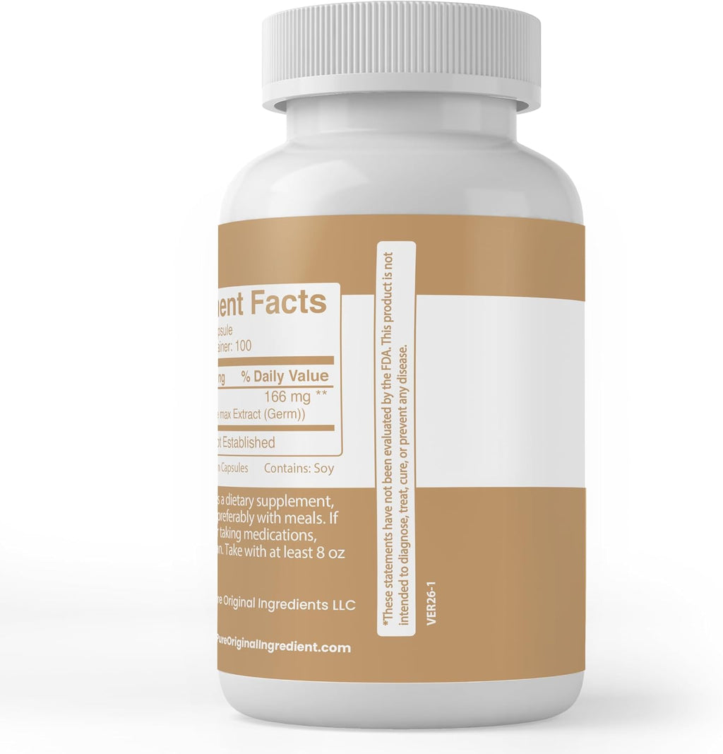 Pure Original Ingredients Isoflavonas de Soja (100 Cápsulas) – Puro, Sin Aditivos