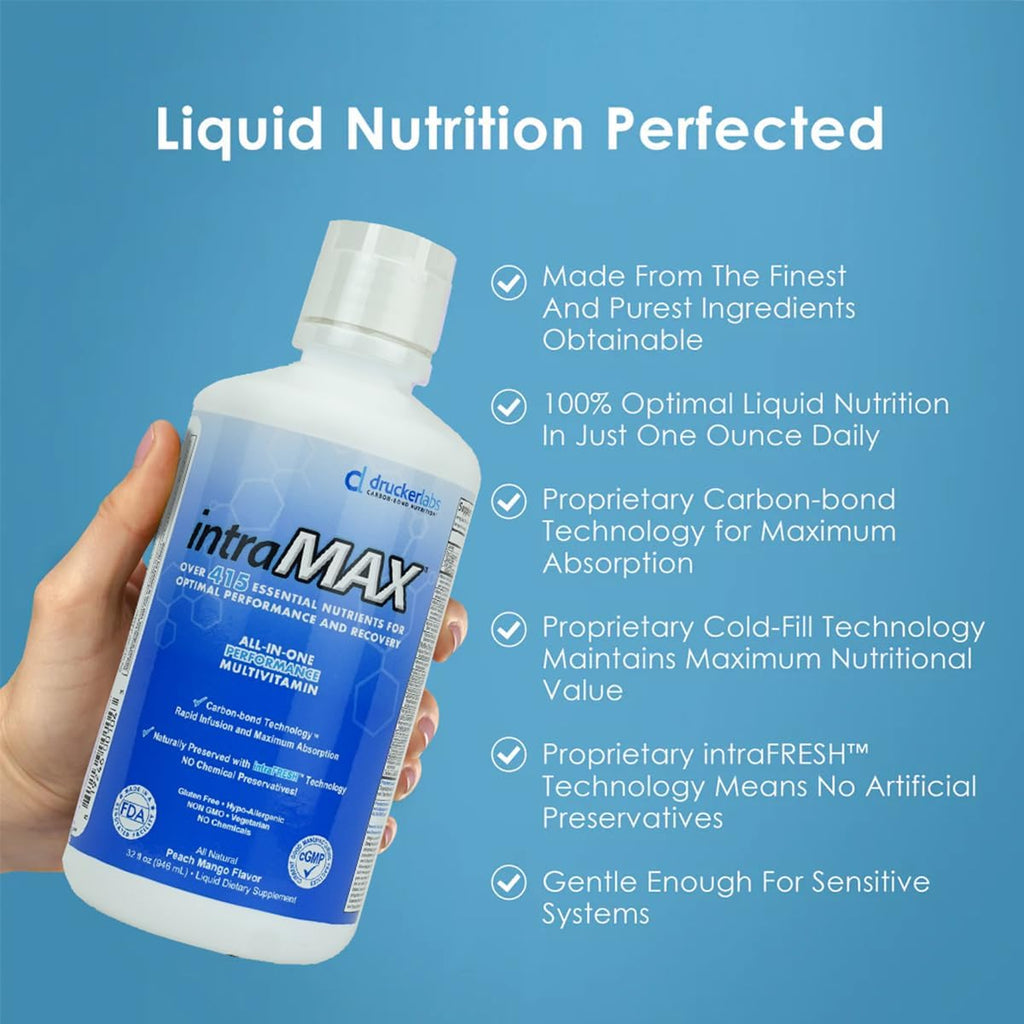 intraMAX Multivitamínico Líquido Orgánico, 32 oz (Peach Mango)