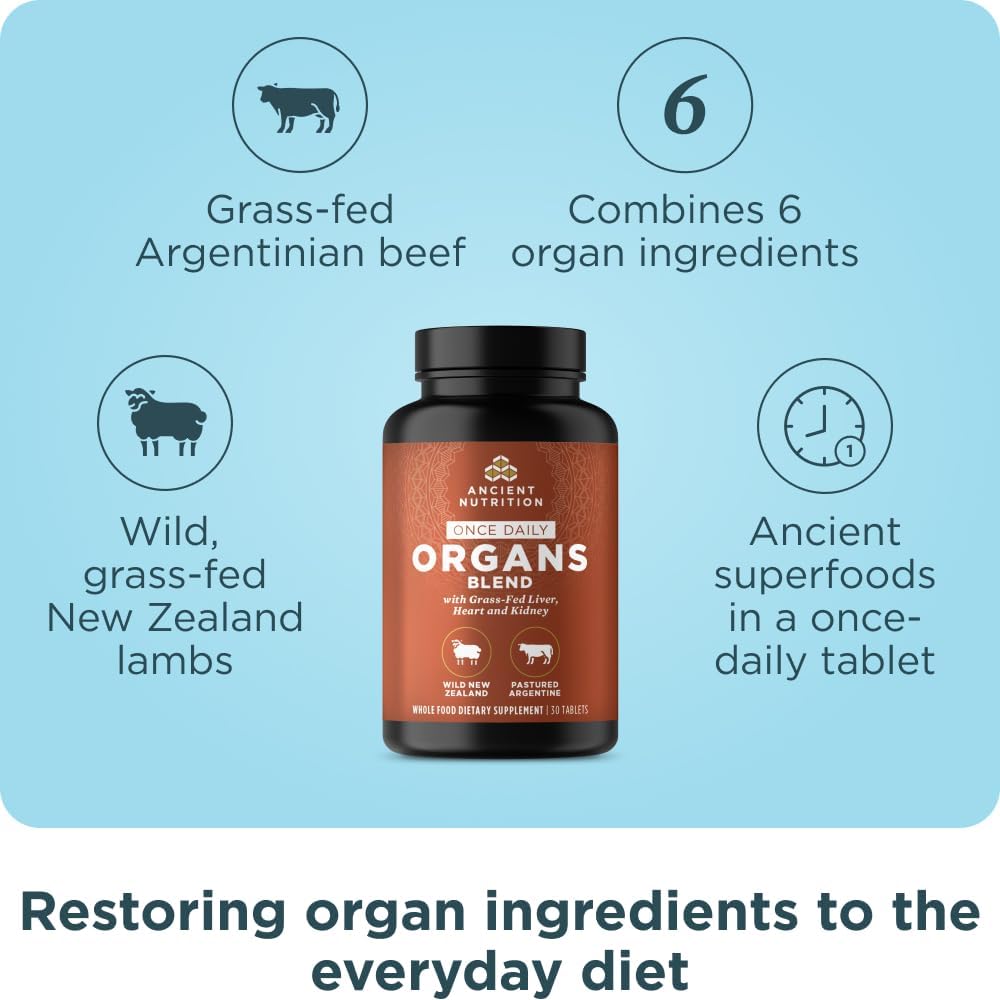 Ancient Nutrition Organ Supplements, Complejo de Órganos Grass-Fed y Silvestre, 30 Cápsulas