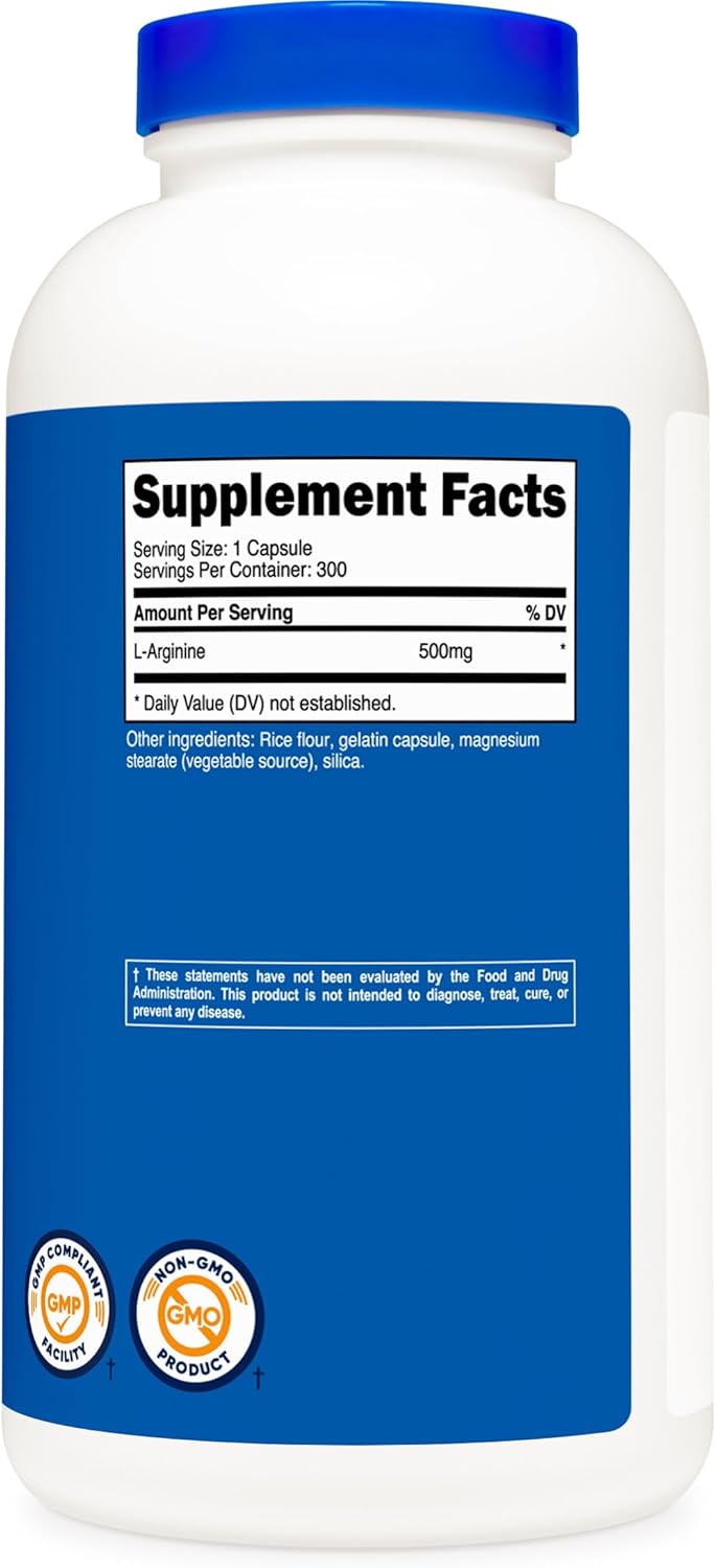 Nutricost L-Arginine 500mg, 300 Capsules - Vegan & Gluten Free