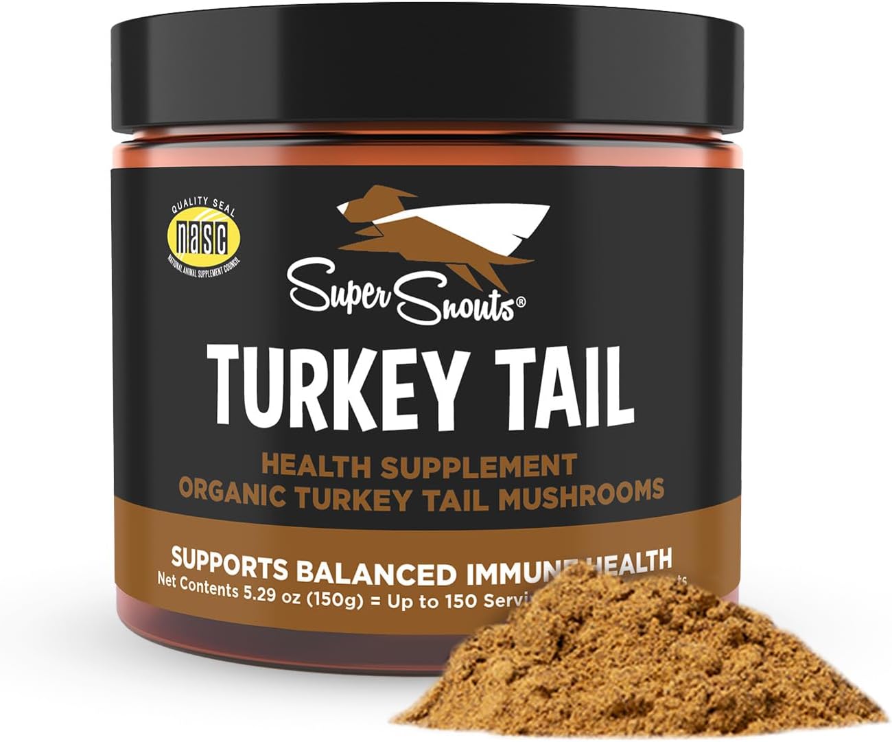 Super Snouts Turkey Tail Mushroom Supplement Powder para Perros y Gatos (5.29 oz) - Orgánico, Apoyo Antioxidante e Inflamatorio, Apoyo Inmunitario