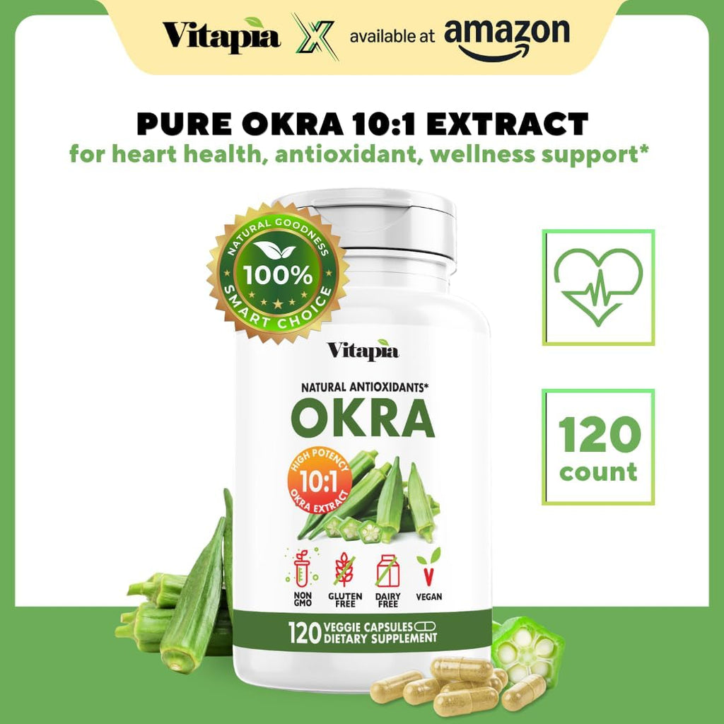Vitapia Extracto de Okra 10:1 - 120 Cápsulas Veganas - Salud Cardíaca y Digestión