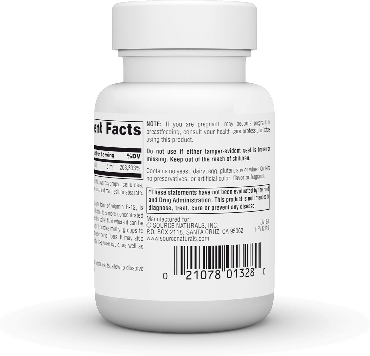 Source Naturals Metilcobalamina Vitamina B12 - Sabor Cereza - 5 mg - 30 Comprimidos