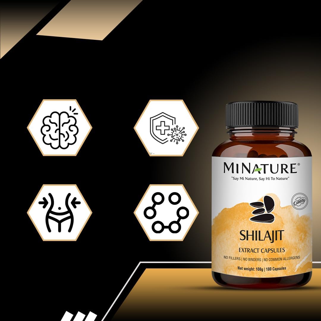 Shilajit Cápsulas 1000 mg con Ácido Fúlvico - 180 Cápsulas Vegetarianas - mi Nature