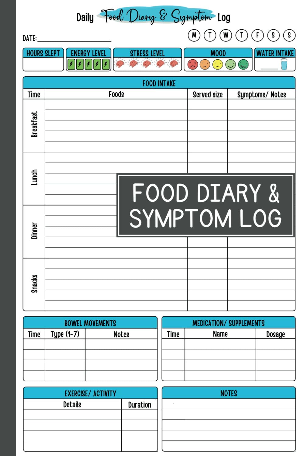 Food Diary & Symptom Log: 90-Day Tracking Diet Affects for Food Sensitivity, IBS, Intolerance, Allergies Low FODMAP Diet, Crohn’s and Mood Disorders