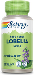 SOLARAY Lobelia Aerial 50mg - Respiratory & Bronchial Support - with Ginger - 100 VegCaps
