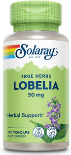 SOLARAY Lobelia Aerial 50mg - Respiratory & Bronchial Support - with Ginger - 100 VegCaps