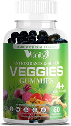 VITINITY Super Greens Multivitamin Gummies - 30 Superalimentos para Adultos y Niños - Sin OGM, Sin Gluten, Sin Azúcar
