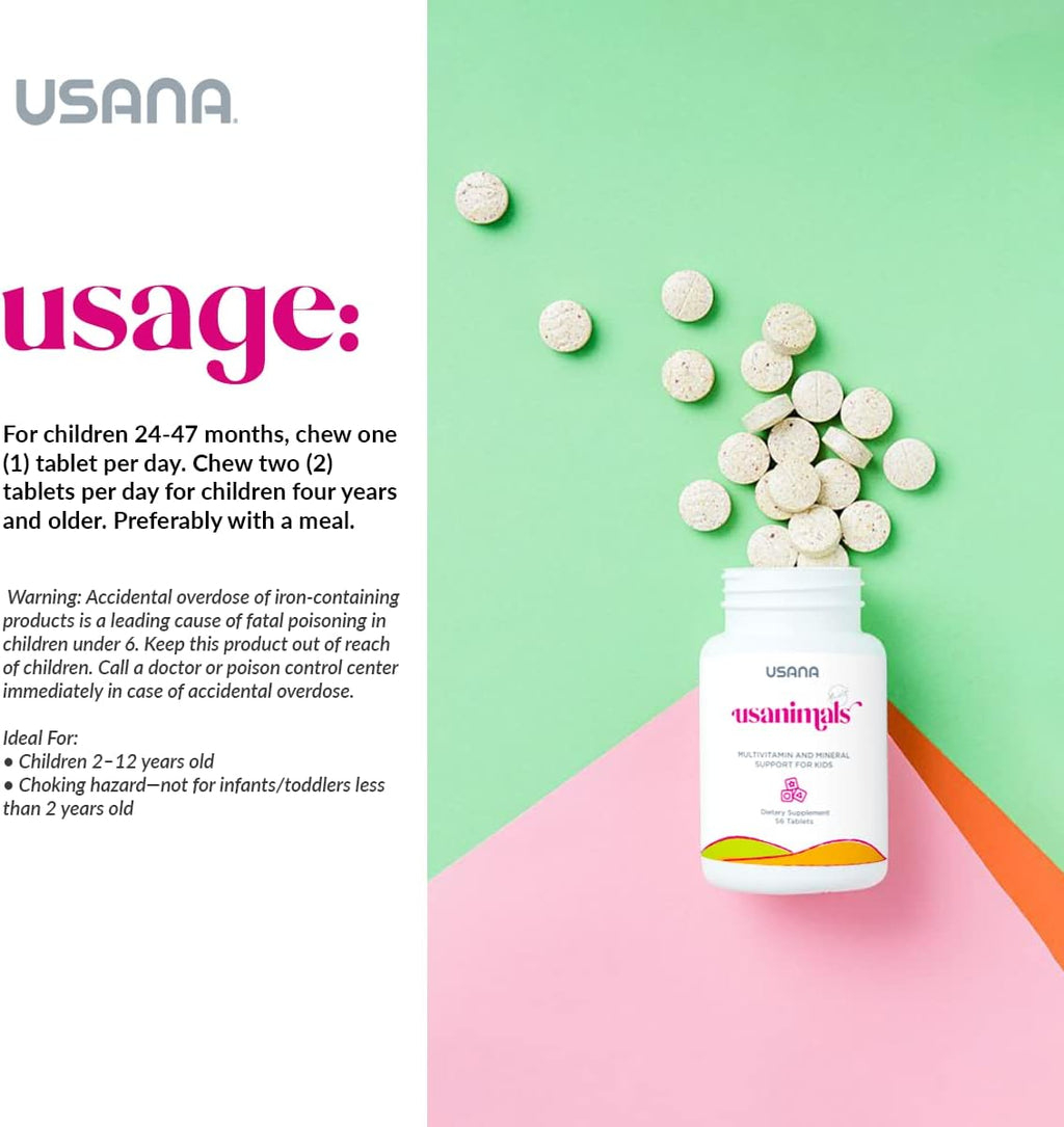 USANA Usanimals Multivitamínico para Niños - 56 comprimidos masticables