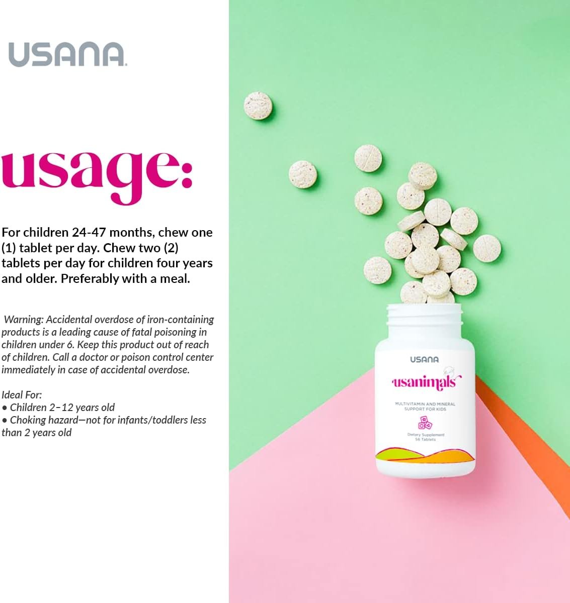 USANA Usanimals Multivitamínico para Niños - 56 comprimidos masticables