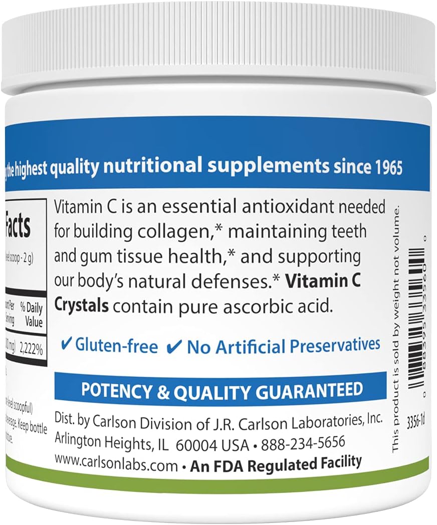 Carlson Labs Vitamina C en Cristales No OGM, 170g (6 oz)