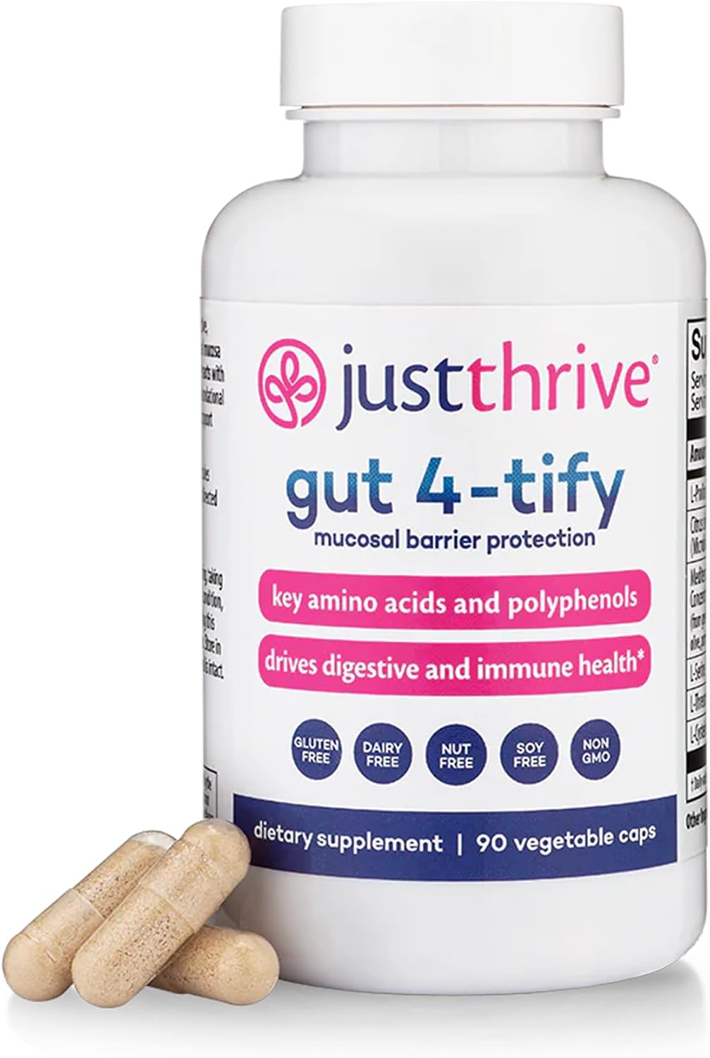 Just Thrive Gut 4-tify - Suplemento para la Salud Intestinal - 90 Cápsulas Vegetales