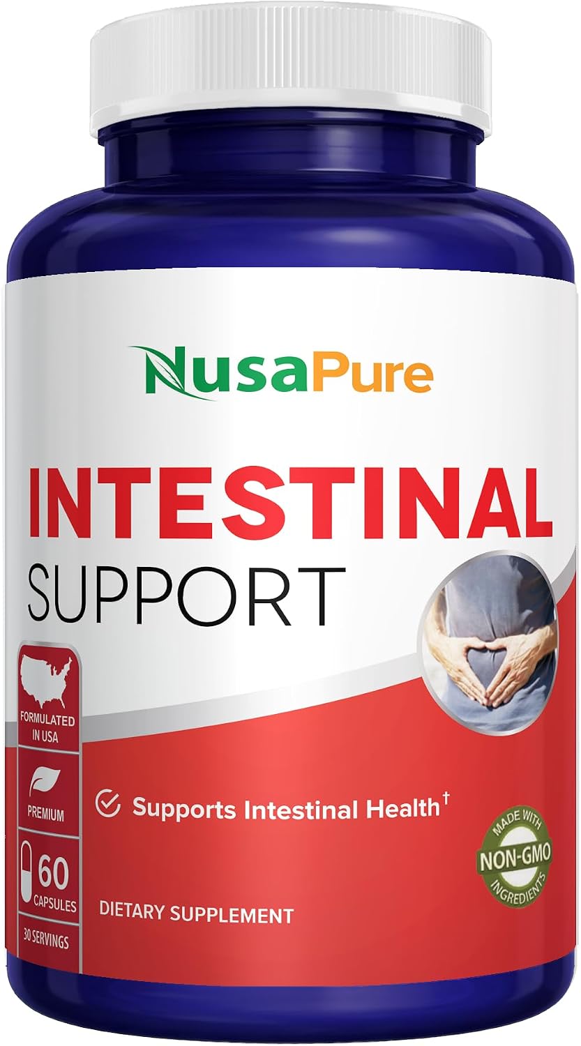 NusaPure Apoyo Intestinal para Humanos (sin OGM), Ajenjo, Ajo, Cáscara de Nuez Negra, 60 Cápsulas