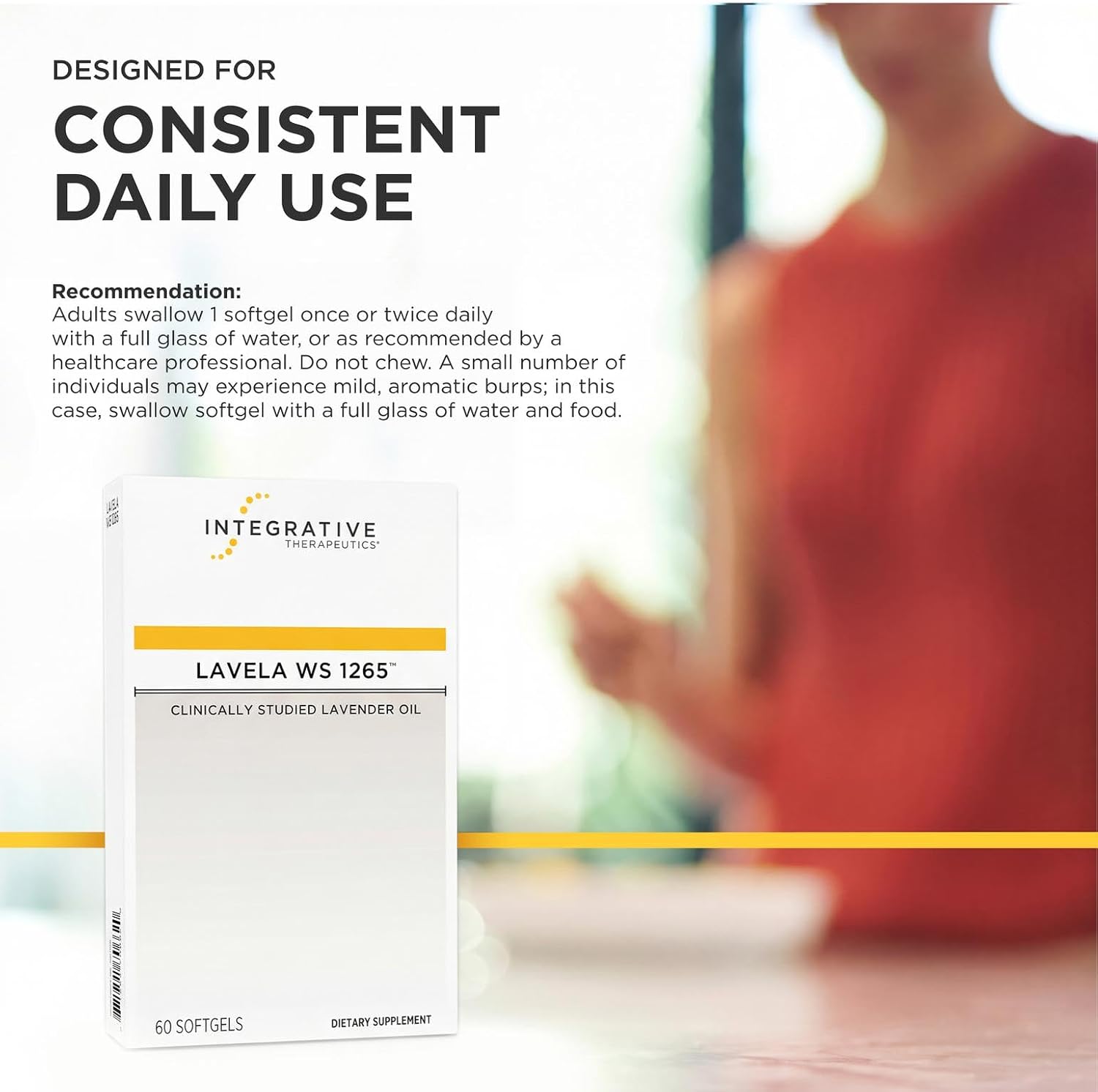 Integrative Therapeutics Lavela WS 1265 - Suplemento de Aceite Esencial de Lavanda - 60 Cápsulas Blandas