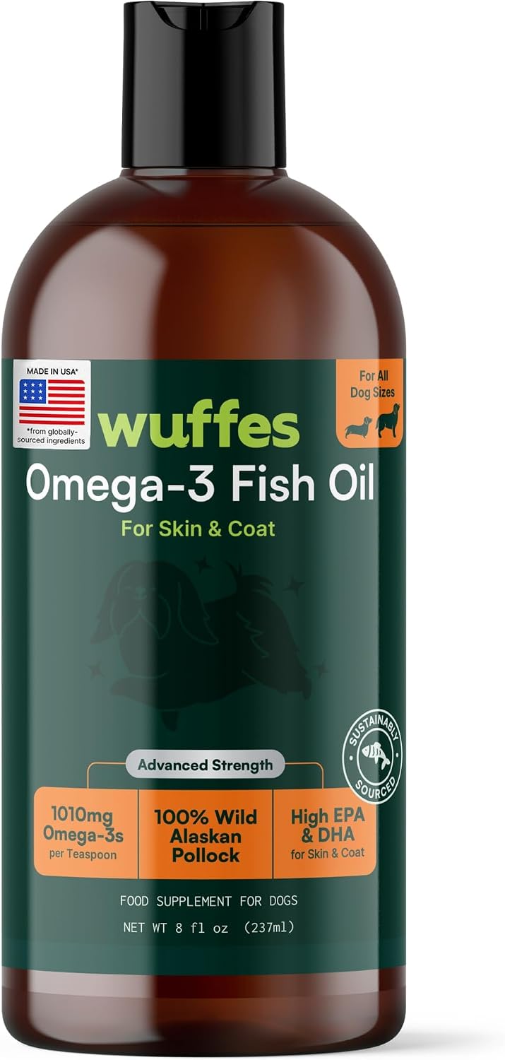 Wuffes Aceite de Pescado Omega 3 Avanzado para Perros - 100% Puro de Alaska - 236 ml