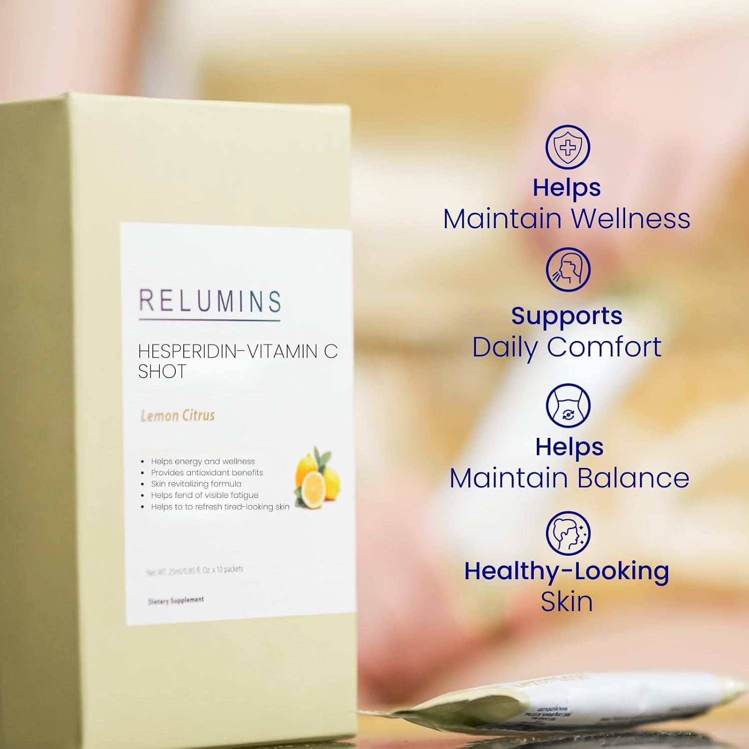 Relumins Vitamin C Shots con Hesperidina y Bioflavonoides - 10 sobres (25ml cada uno)
