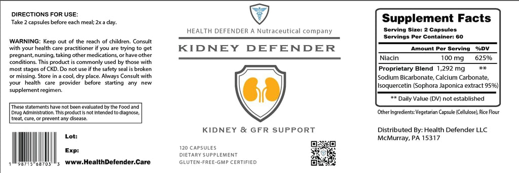 Health Defender Kidney Support - Apoyo Renal para CKD y Salud Renal, 120 Cápsulas