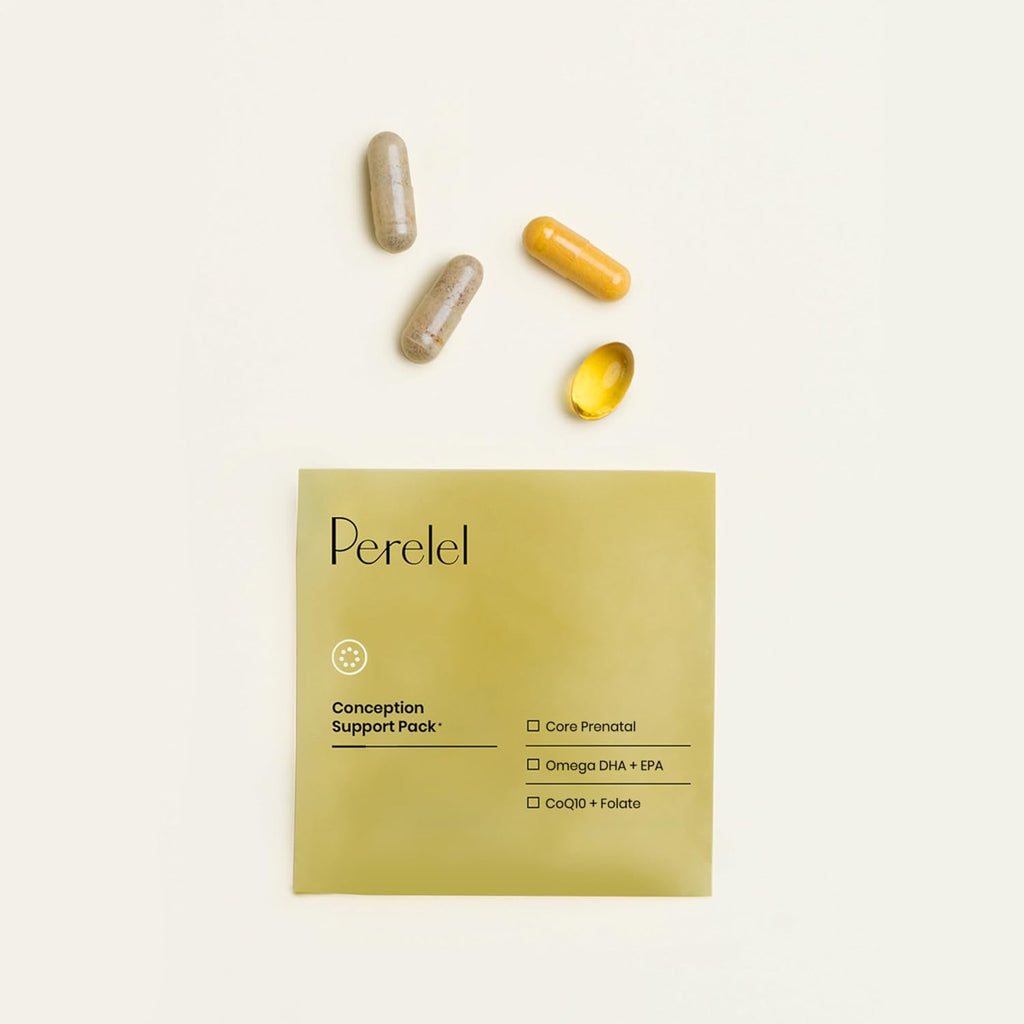 Perelel Pack de Apoyo a la Concepción con COQ10, Folato y Omega-3 DHA+EPA - 30 Sobres Diarios