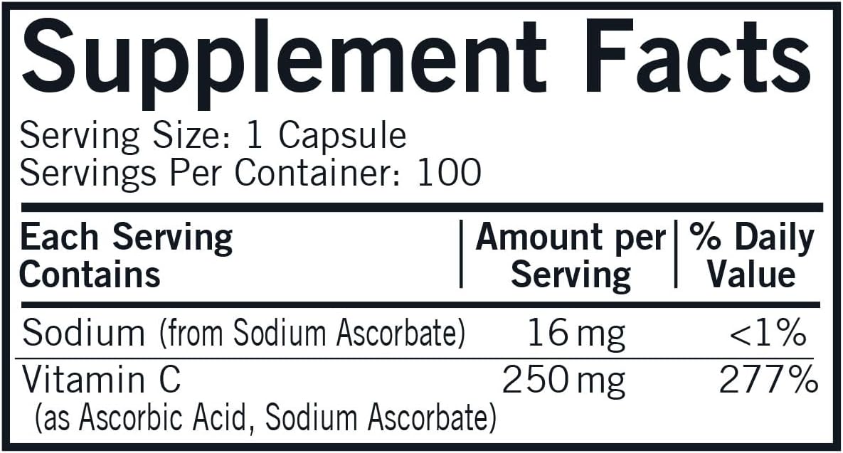 Kirkman Vitamina C 250 mg, 100 cápsulas