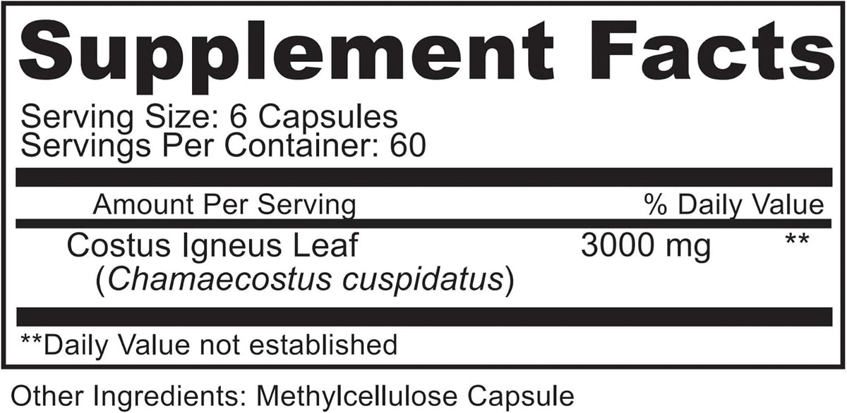 Cápsulas de Insulin Plant (Costus Igneus) - – Ingrediente activo: Polvo de hoja de Costus Igneus (500 mg por – Image 5