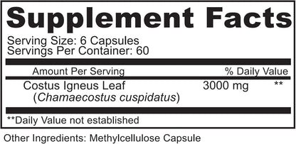 Cápsulas de Insulin Plant (Costus Igneus) - – Ingrediente activo: Polvo de hoja de Costus Igneus (500 mg por – Image 5