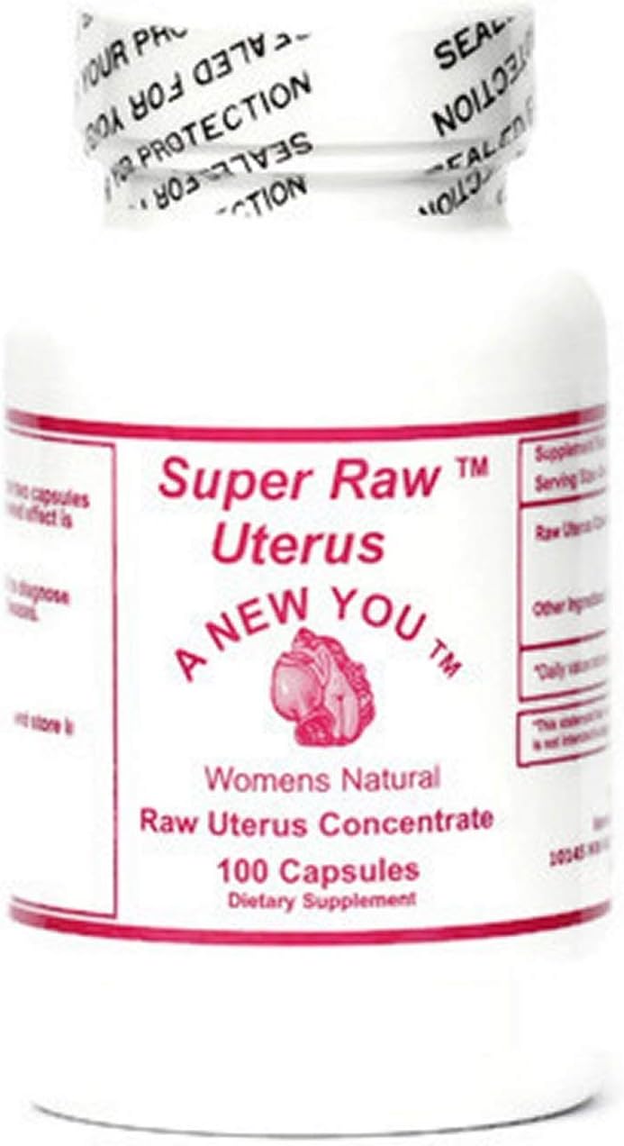 Cápsulas de Tejido Glandular Crudo de Útero Bovino – 200 mg por Porción – 100 Cápsulas – Apoyo Glandular – Hecho en EE. UU.