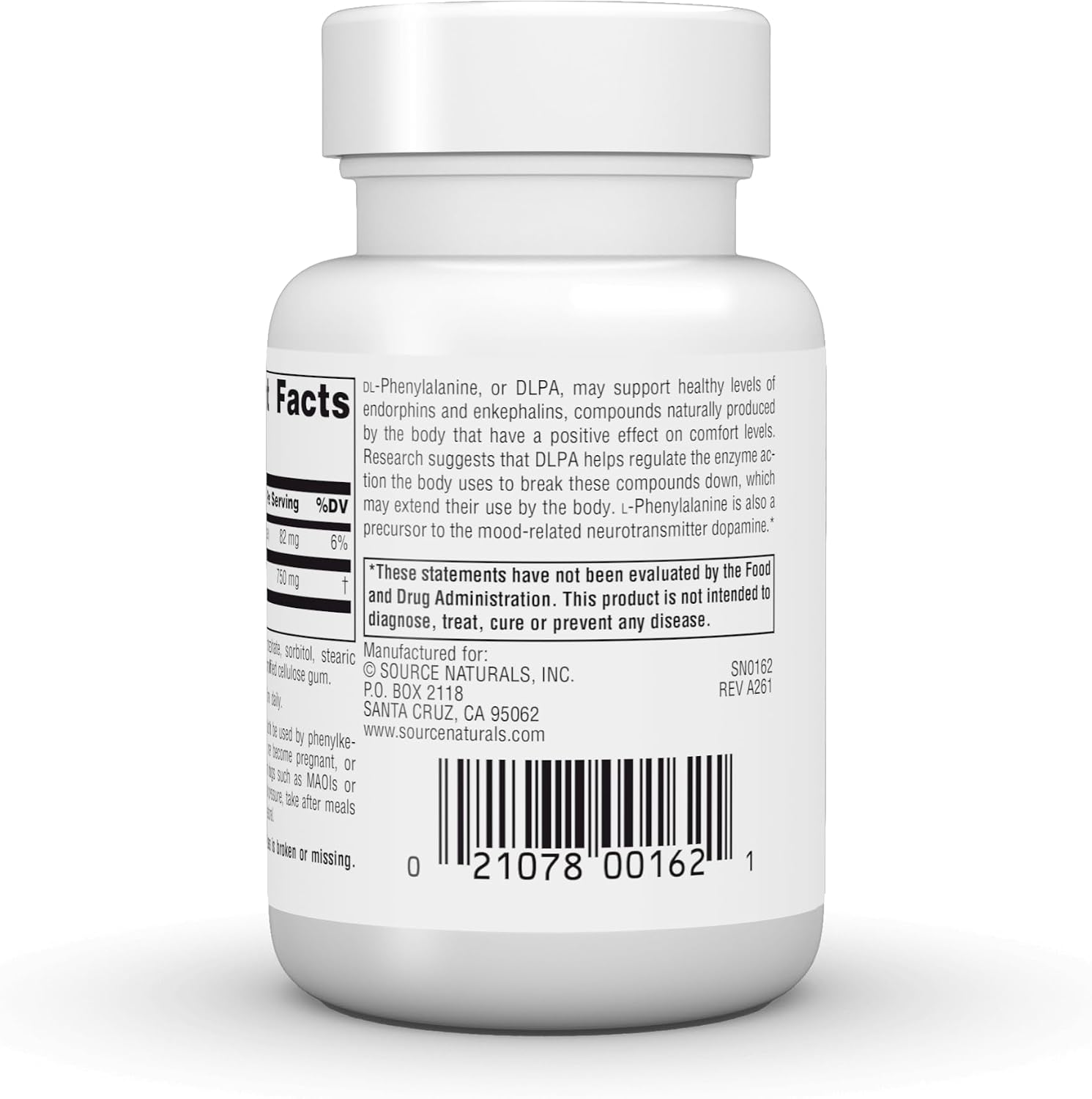 Source Naturals DLPA DL-Fenilalanina, 375 mg - 60 Tabletas
