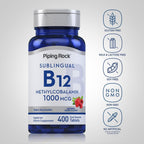 Piping Rock Vitamina B12 Sublingual | 1000 mcg | 400 Comprimidos | Metilcobalamina | Sabor a Frutos del Bosque