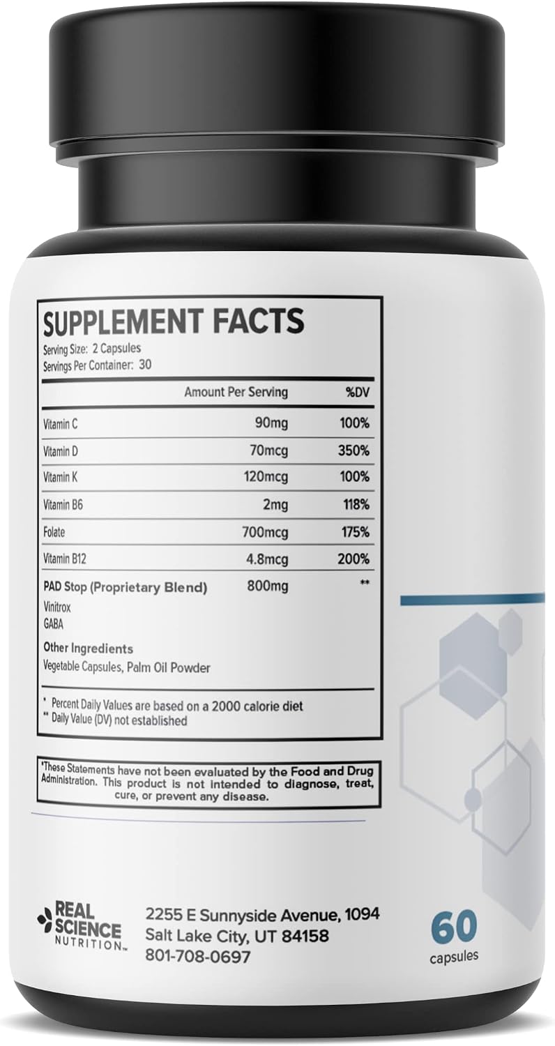 Real Science Periph-Artery – Suplemento Vascular para la Circulación y Fuerza Arterial – con Vinitrox y GABA – 60 Cápsulas