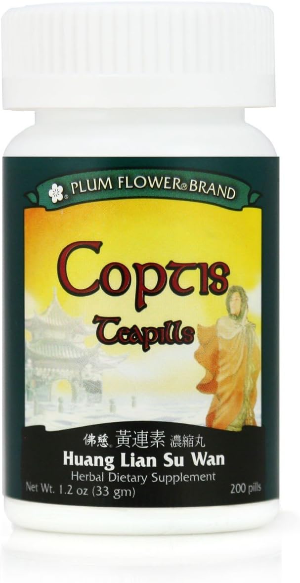 Coptis Teapills (Huang Lian Su Wan), 200 comprimidos, Plum Flower