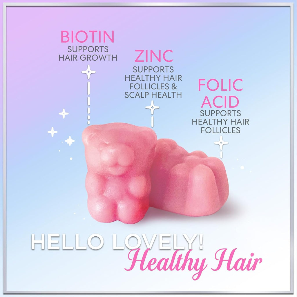 Hello Lovely! Gomitas de Biotina 5000mcg – Cabello, Piel y Uñas, 60 gomitas