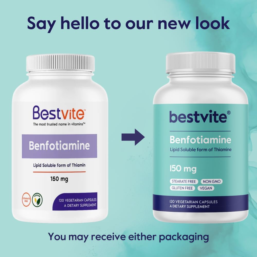 BESTVITE Benfotiamina 150 mg, 120 Cápsulas Vegetales