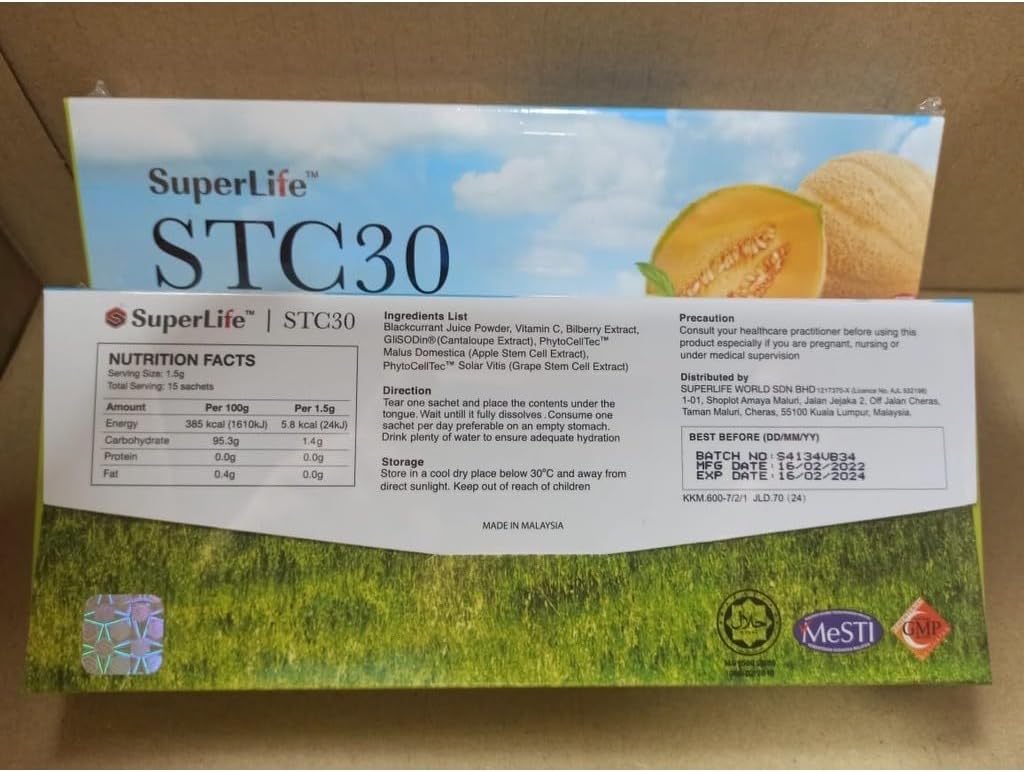 Superlife STC30 Complemento de Células Madre Vegetales - 2 Paquetes (30 Sobres)