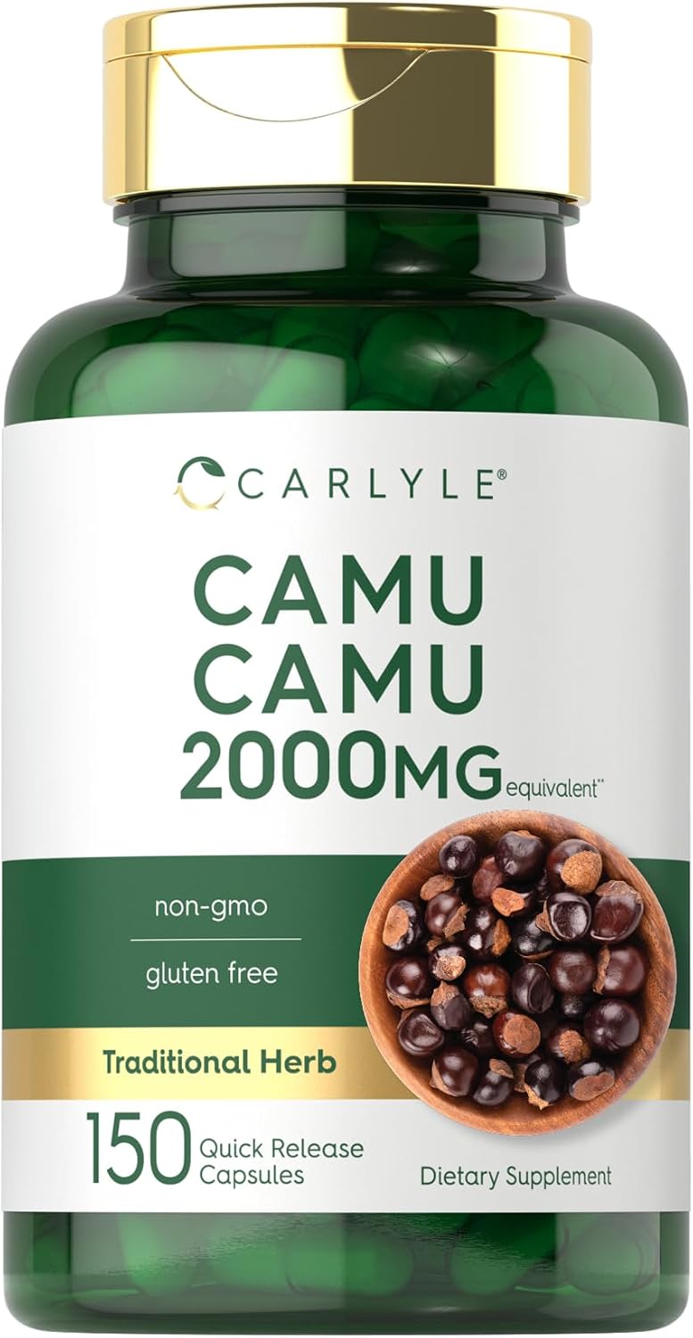 Carlyle Camu Camu con Vitamina C | 150 Cápsulas | Extracto de Hierba | Myrciaria Dubia | No Transgénico y Sin Gluten