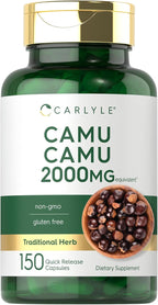 Carlyle Camu Camu con Vitamina C | 150 Cápsulas | Extracto de Hierba | Myrciaria Dubia | No Transgénico y Sin Gluten