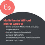 ARG Multi-Vi-Min Sin Cobre y Sin Hierro - Suplemento Multivitamínico y Mineral con Vitaminas B Activas y Metilfolato - 150 Cápsulas