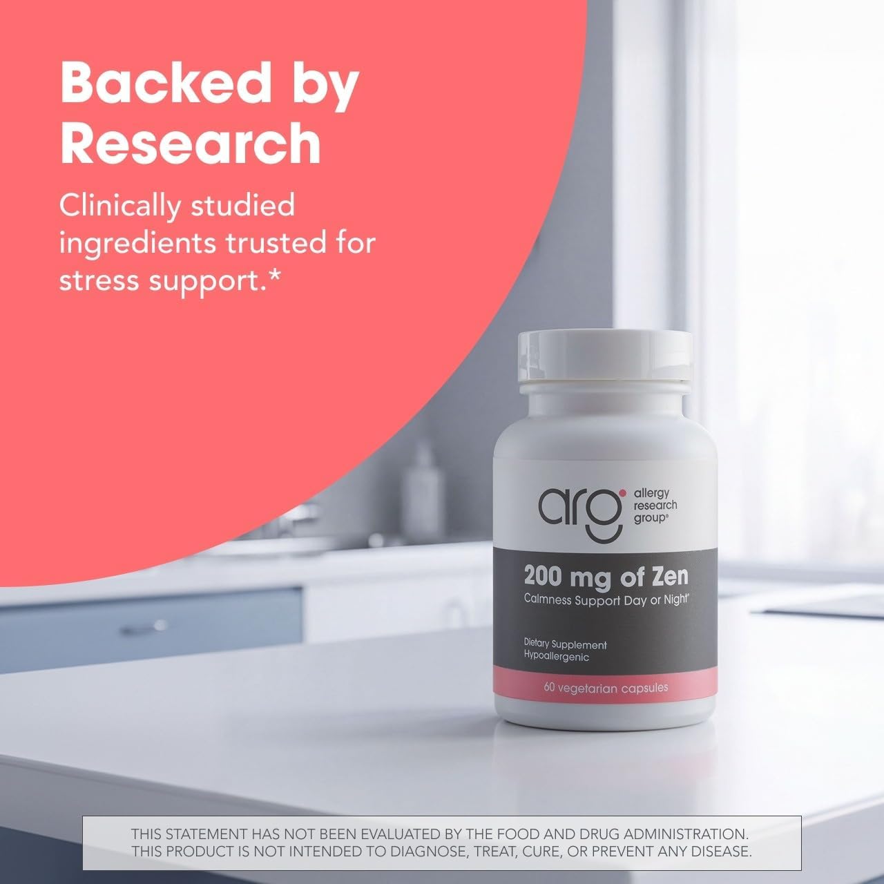 Allergy Research Group 200 mg of Zen - 60 Cápsulas - L-Teanina y GABA