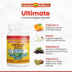 Vitamins Wellness - 10 en 1 Suplemento Inmunidad con Saúco, Zinc y Vitamina C - 60 Cápsulas Veganas