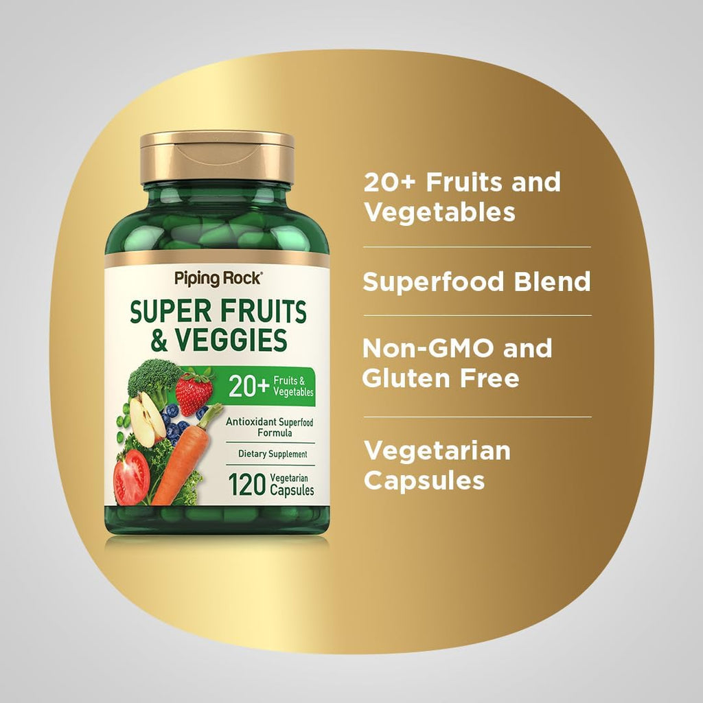 Piping Rock Frutas y Verduras - 120 Cápsulas - Suplemento Antioxidante con Prebióticos